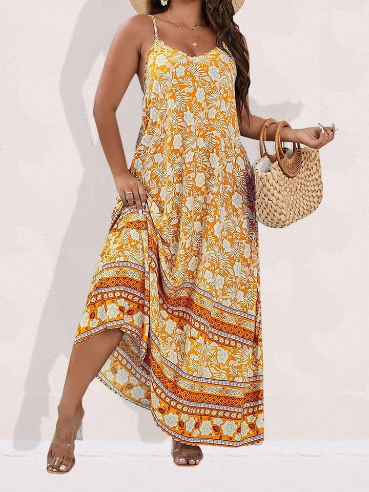 Floral Maxi Cami Dress Backless Plus Size Beach Dresses BENNYS 