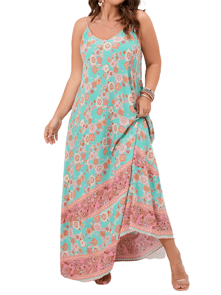 Floral Maxi Cami Dress Backless Plus Size Beach Dresses BENNYS 