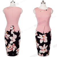 Floral Patchwork Button Casual Dress/Business Bodycon Summer Office Dress BENNYS 