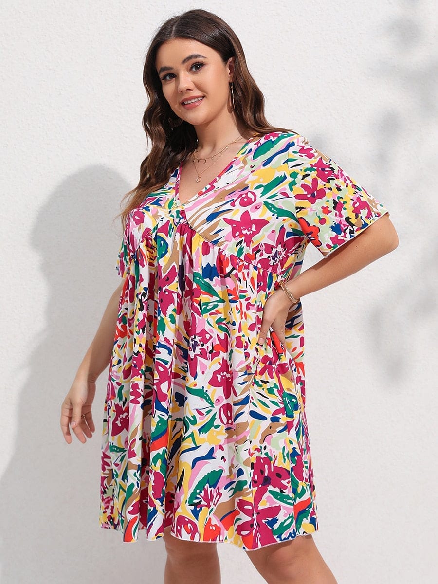 Floral Print Flutter Sleeve Smock Summer Dress BENNYS 