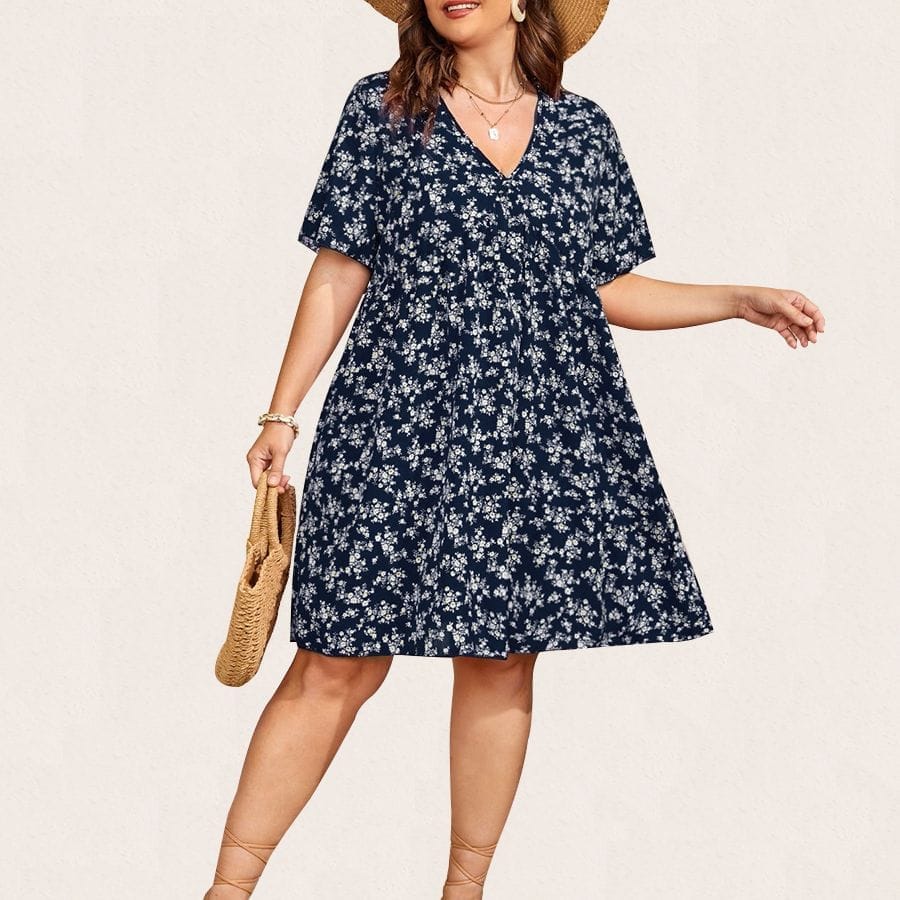 Floral Print Flutter Sleeve Smock Summer Dress BENNYS 
