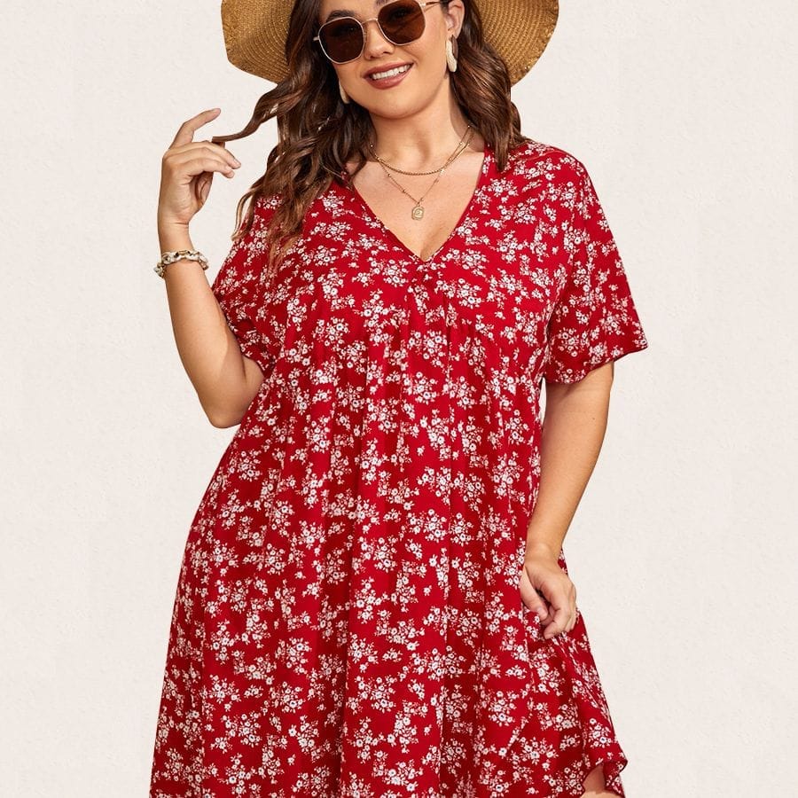 Floral Print Flutter Sleeve Smock Summer Dress BENNYS 
