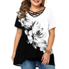 Plus Size Tops T shirt Floral Print Short Sleeve V Neck Tees BENNYS 