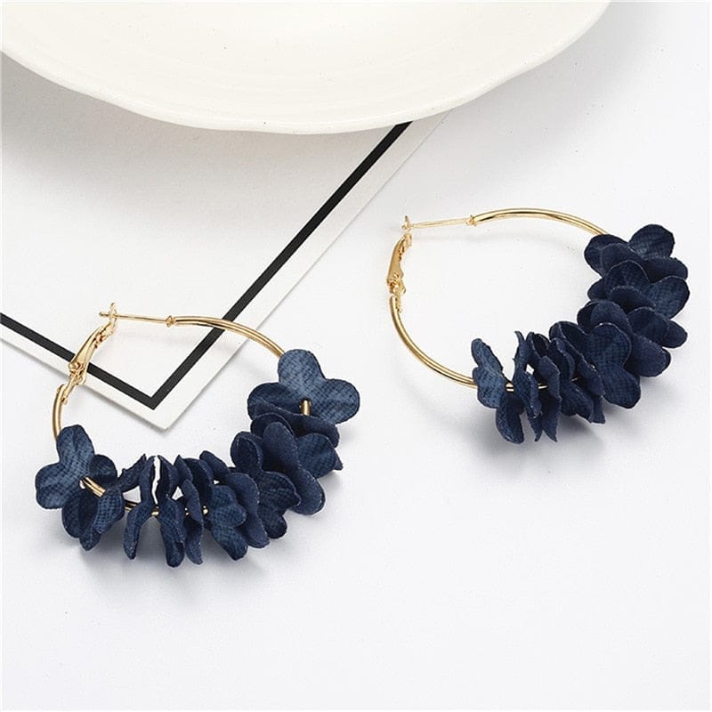 Navy blue sale flower earrings