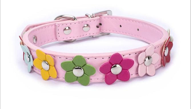 Flowers Pet Dog Collar Leash PU Leather Cat Collar-Pet collar-Bennys Beauty World