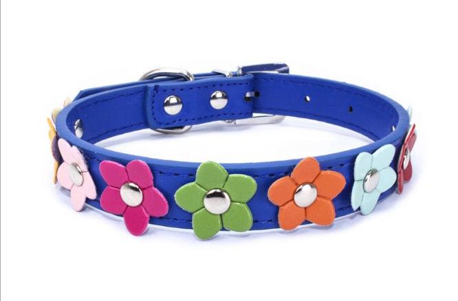 Flowers Pet Dog Collar Leash PU Leather Cat Collar-Pet collar-Bennys Beauty World