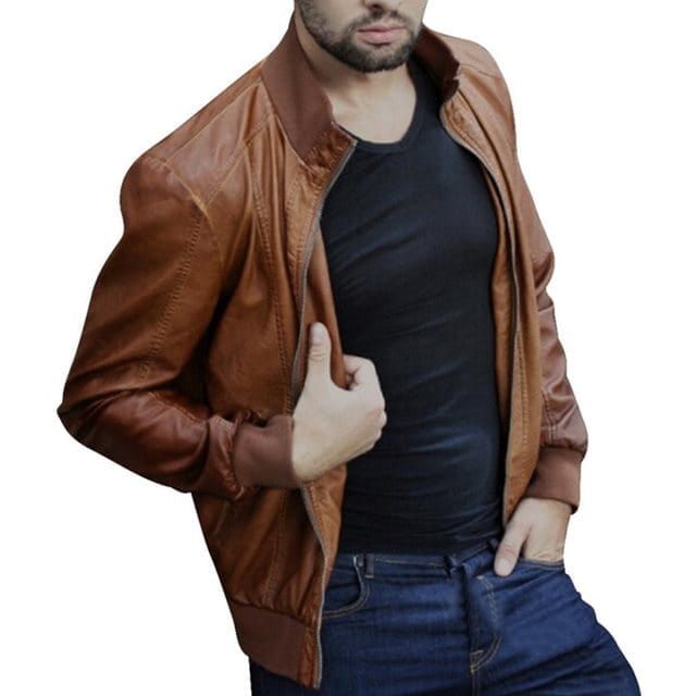 Four Seasons Fashion Men's Motorcycle Pull Leather Jacket BENNYS 