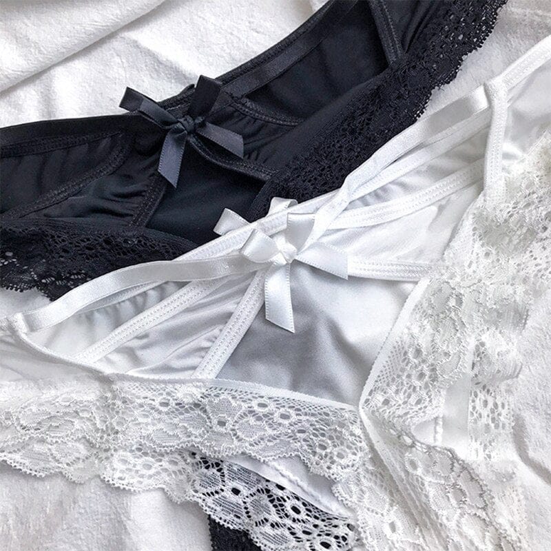 French Sexy Transparent Underwear Women Floral Lace Briefs
