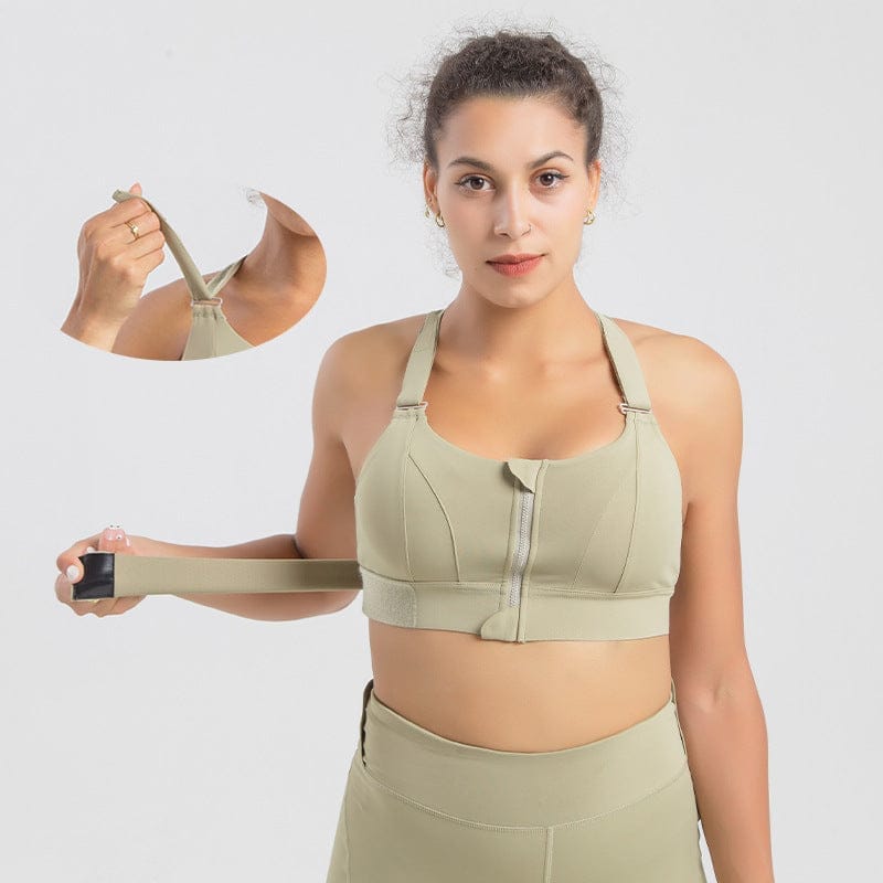Sports Bra Women Sportswe Crop Sport Top Adjustable Belt Zipper Yoga Running  Bras Push Up Vest