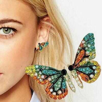 Full Crystal Colorful Butterfly Stud Earrings Ladies partyJewelry BENNYS 