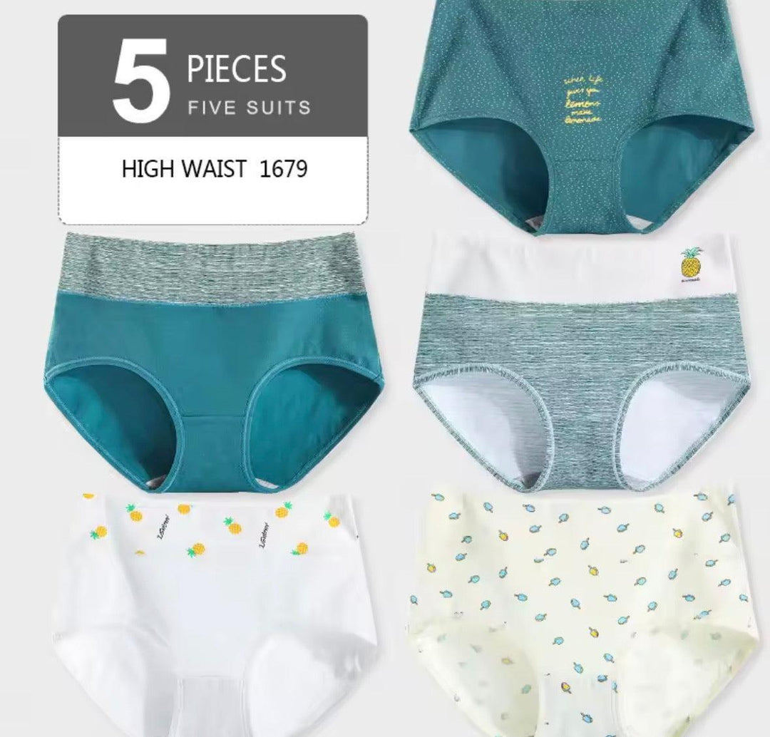 5Pcs/lot Women Panties High Waist Breathable Soft Cotton Underwear-Lingerie-Bennys Beauty World