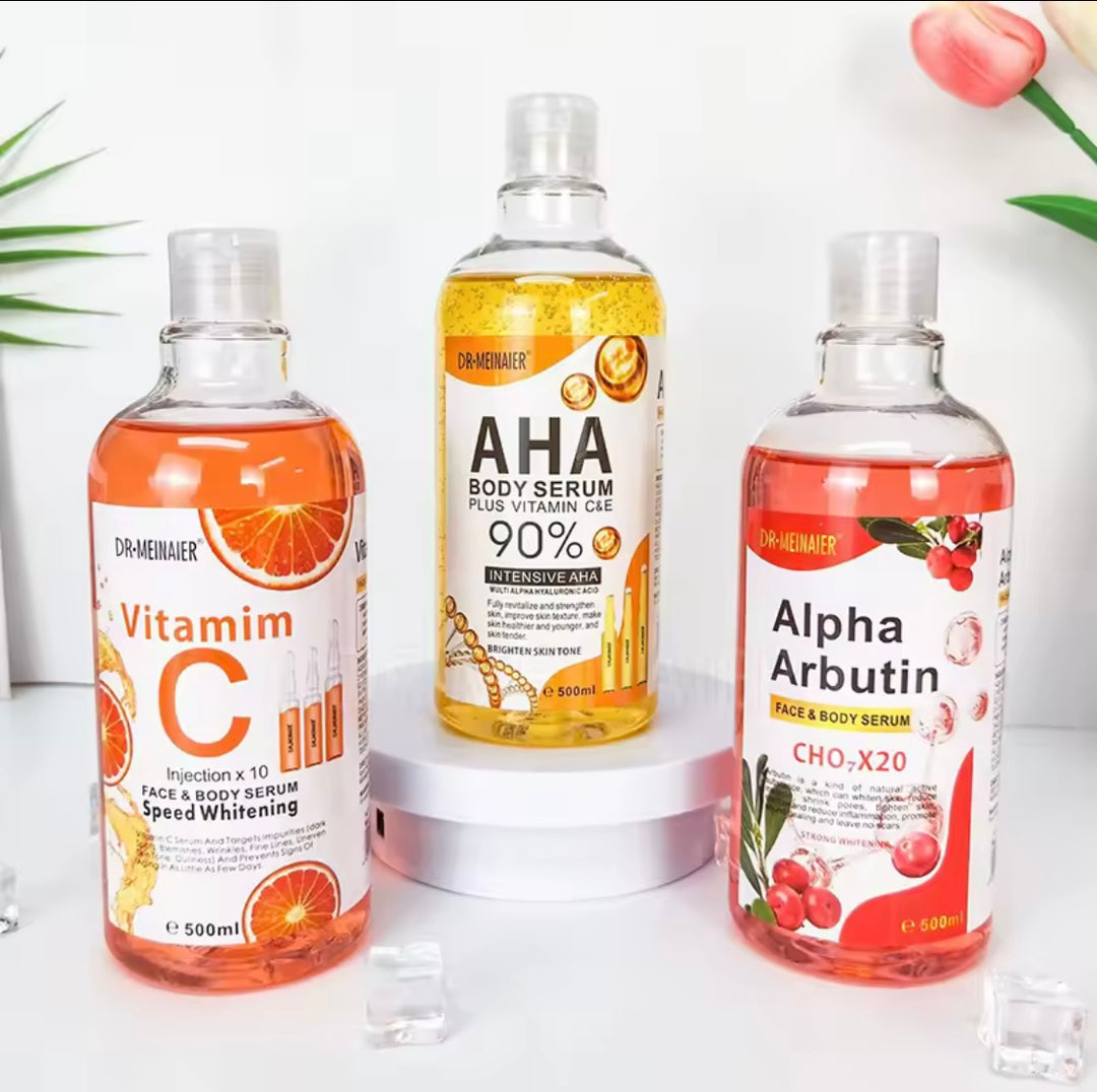 500ml AHA Hyaluronic Vitamin C Arbutin Face and Body Serum