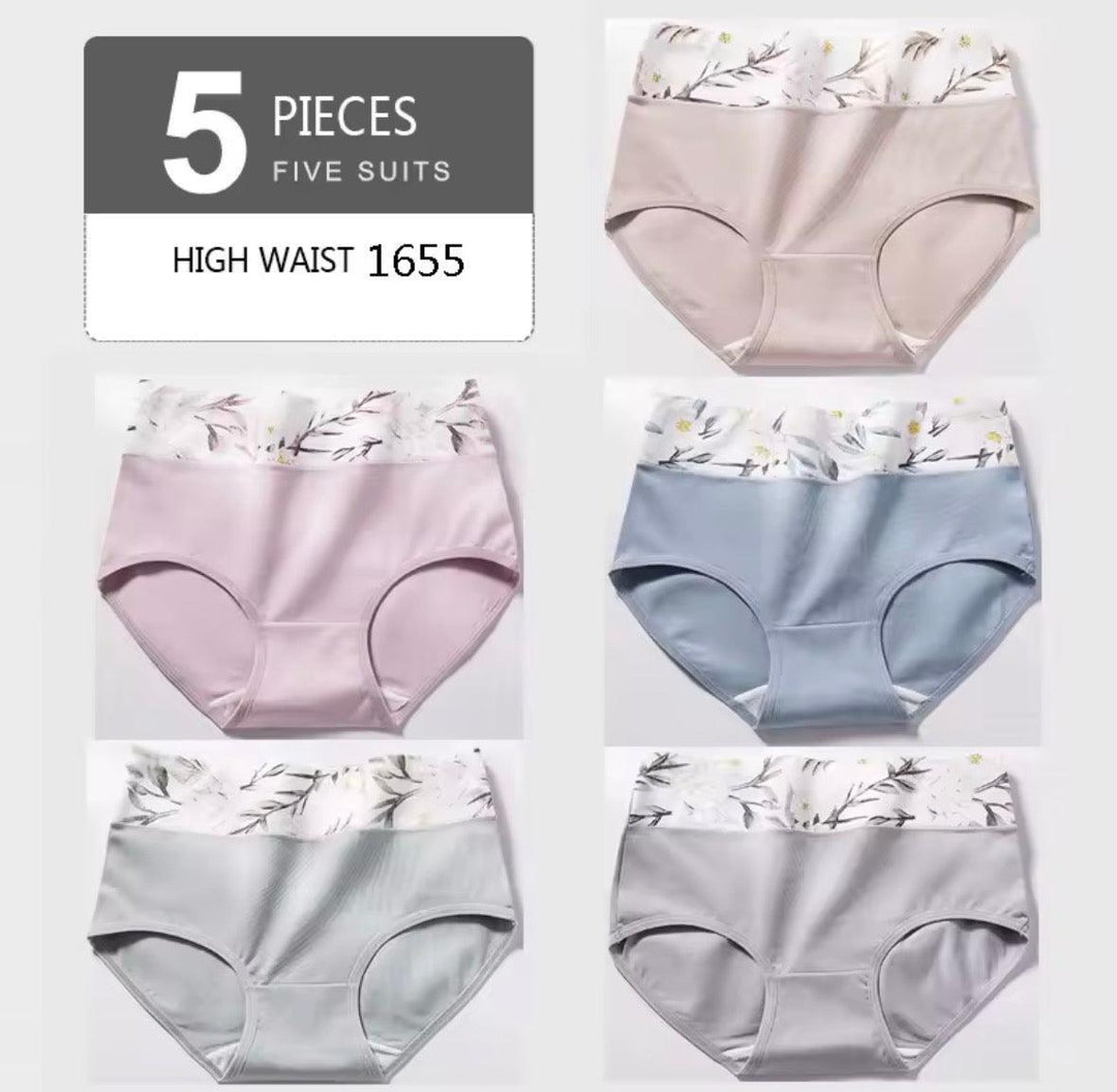 5Pcs/lot Women Panties High Waist Breathable Soft Cotton Underwear-Lingerie-Bennys Beauty World