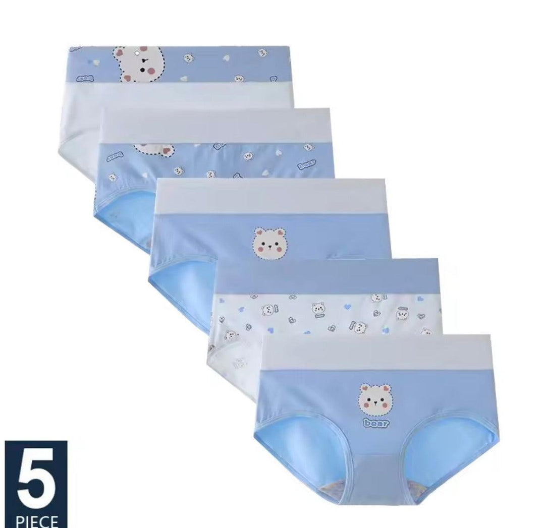 5Pcs/lot Women Panties High Waist Breathable Soft Cotton Underwear-Lingerie-Bennys Beauty World