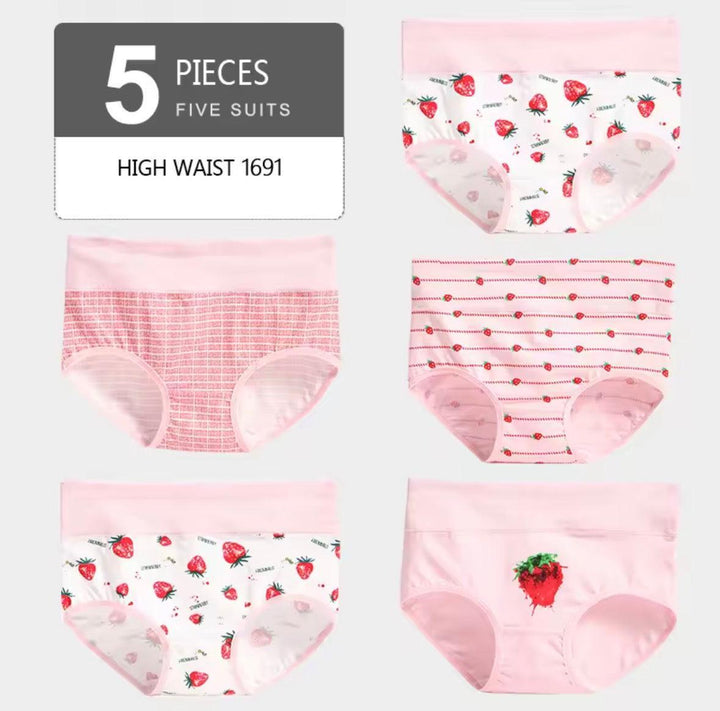 5Pcs/lot Women Panties High Waist Breathable Soft Cotton Underwear-Lingerie-Bennys Beauty World