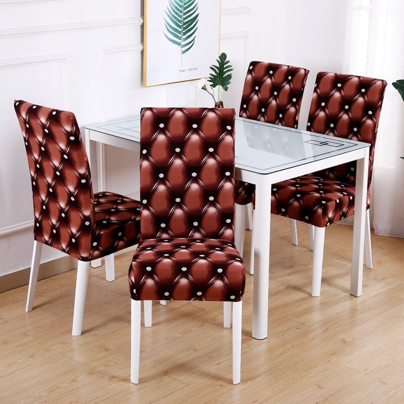 Geometric printed stretch chair cover for dining room – Bennys