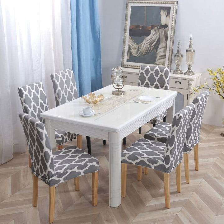 Geometric printed stretch chair cover for dining room BENNYS 