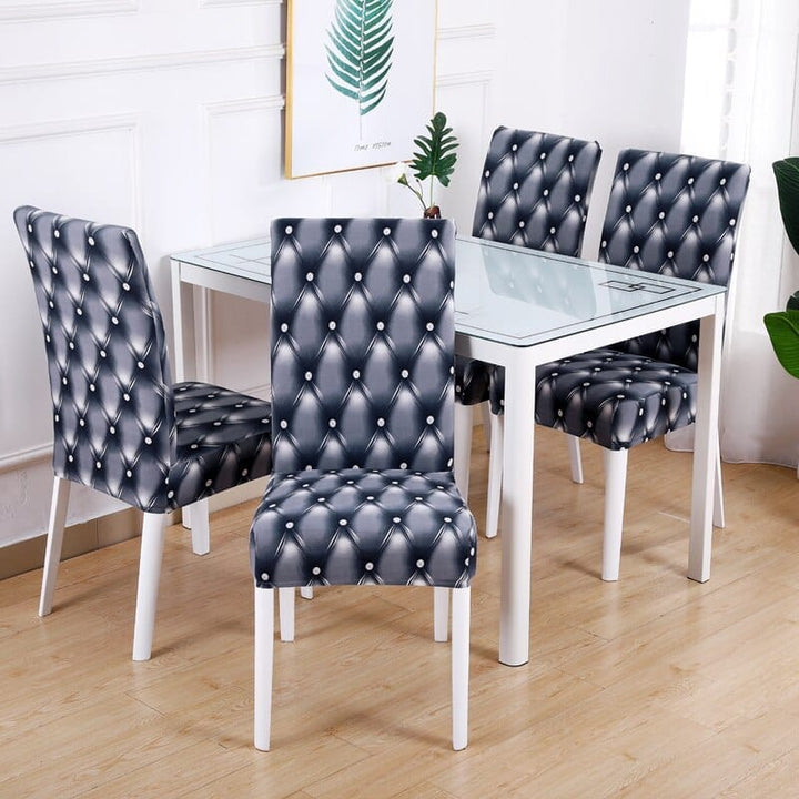 Geometric printed stretch chair cover for dining room BENNYS 