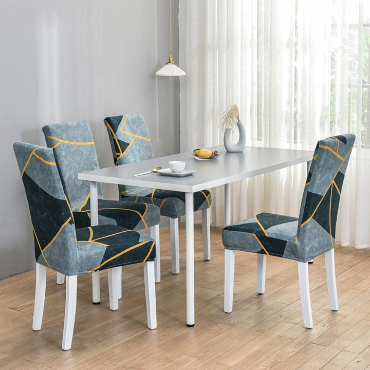 Geometric printed stretch chair cover for dining room BENNYS 