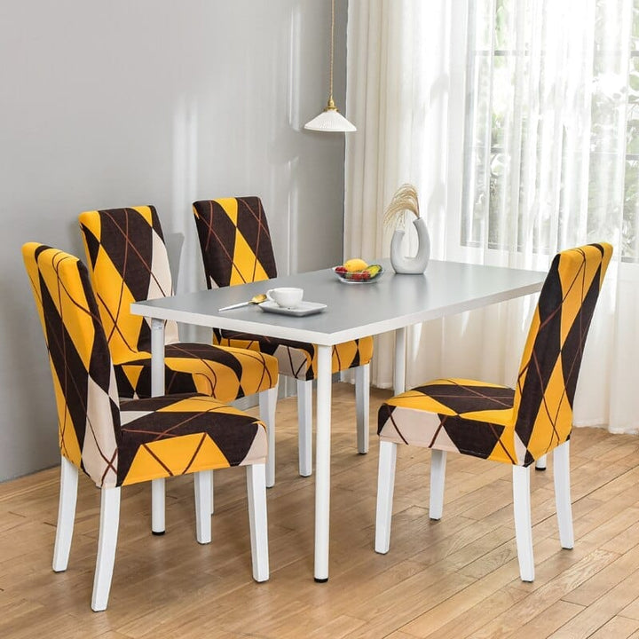 Geometric printed stretch chair cover for dining room BENNYS 