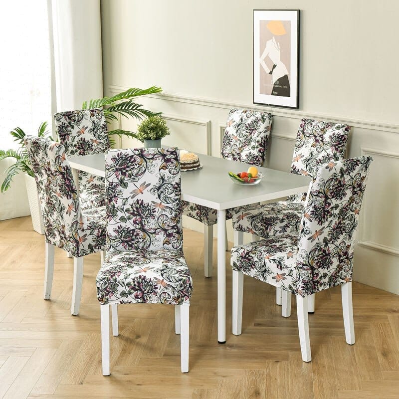 Geometric printed stretch chair cover for dining room BENNYS 