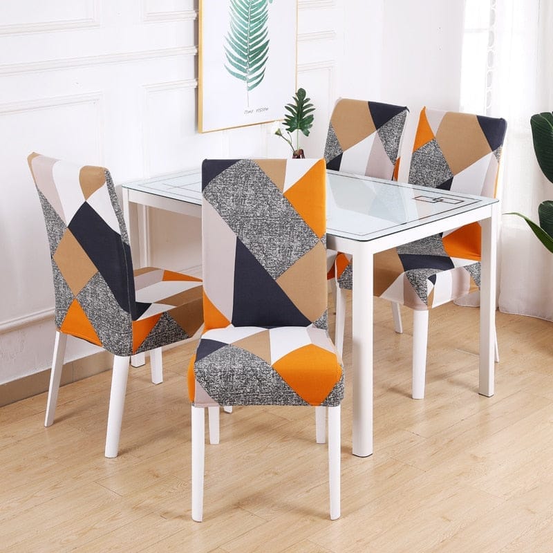 Geometric printed stretch chair cover for dining room BENNYS 