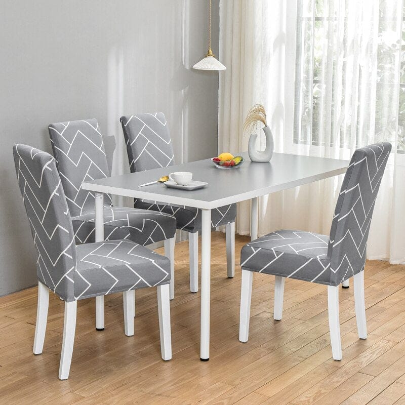 Geometric printed stretch chair cover for dining room BENNYS 