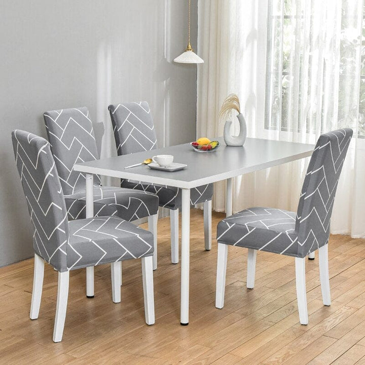 Geometric printed stretch chair cover for dining room BENNYS 