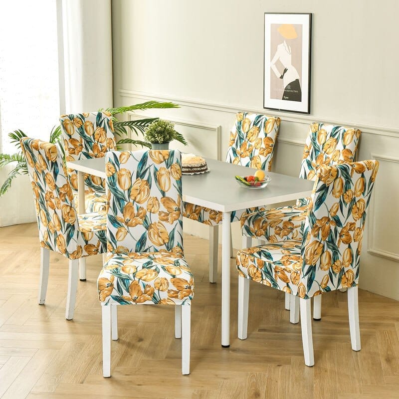 Geometric printed stretch chair cover for dining room – Bennys