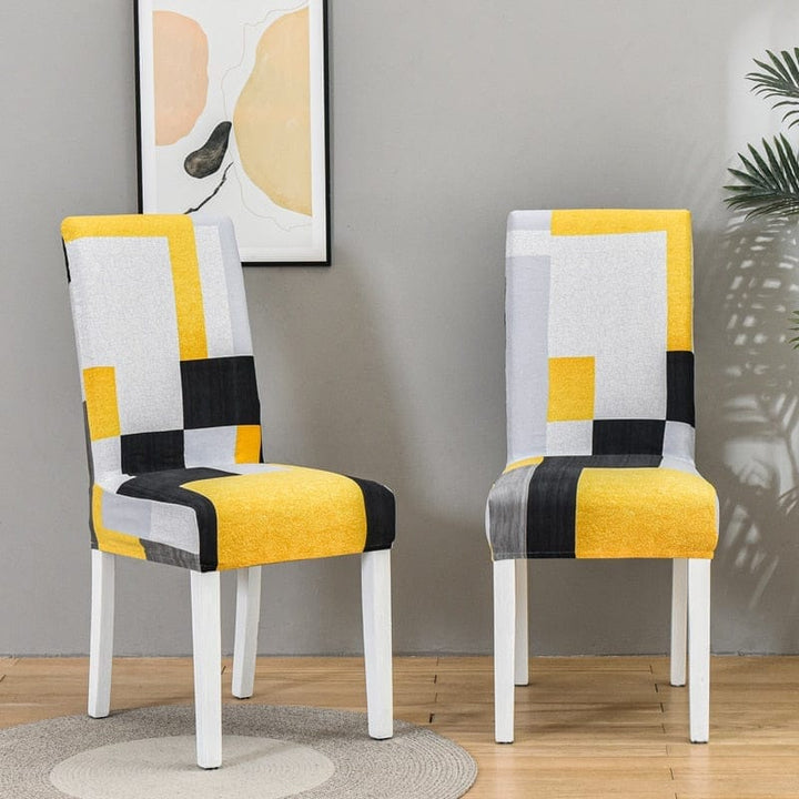 Geometric printed stretch chair cover for dining room BENNYS 