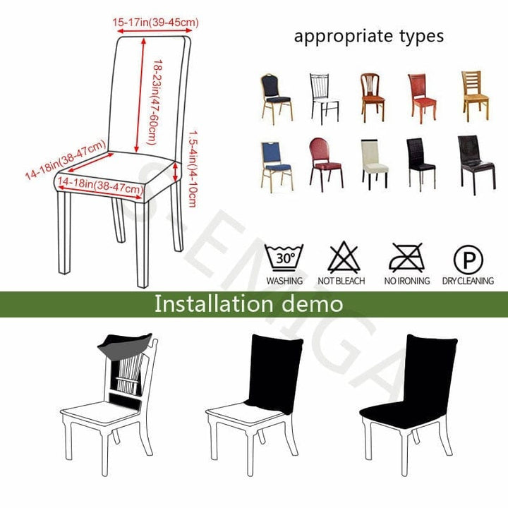 Geometric printed stretch chair cover for dining room BENNYS 