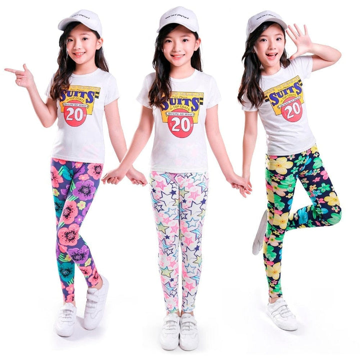 Girls Leggings Skinny Printed Flower Kids Pants for 2-13 years BENNYS 