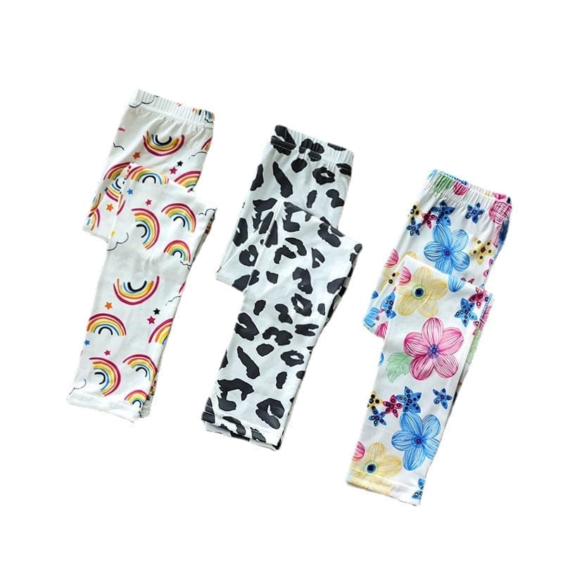 Girls Leggings for Kids Rainbow Print Casual Floral Pencil Pants BENNYS 