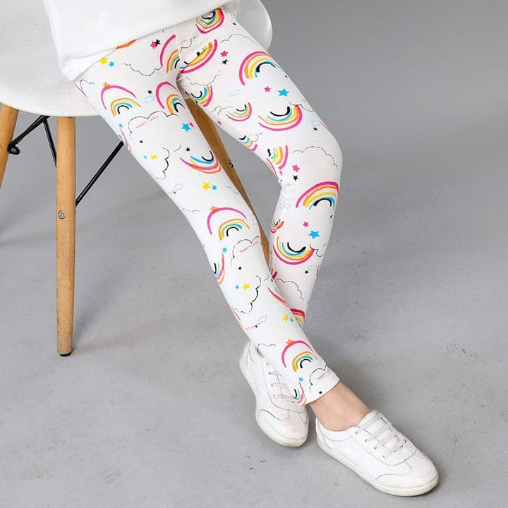 Girls Leggings for Kids Rainbow Print Casual Floral Pencil Pants BENNYS 