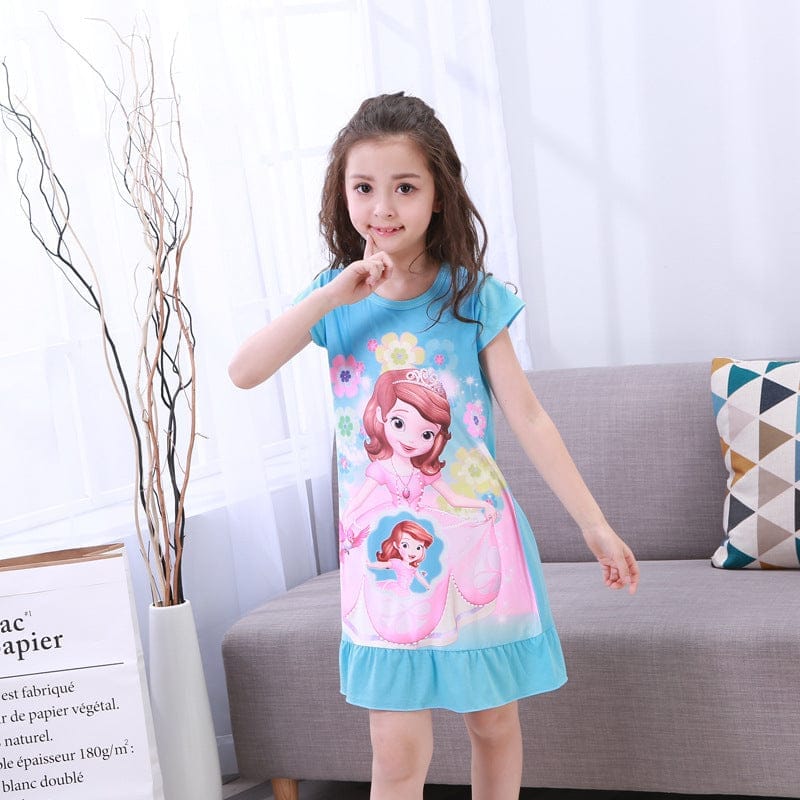 Girls Nightdress Clothes Cartoon Children's Short-sleeved Pajamas BENNYS 