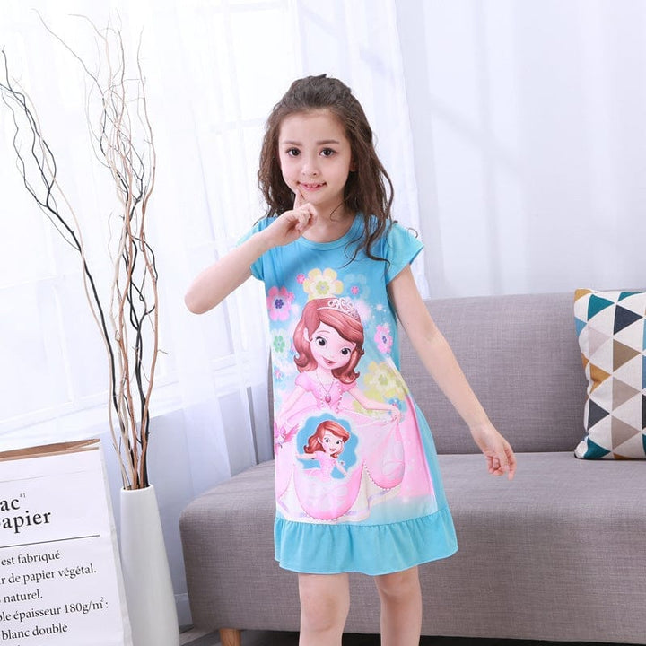 Girls Nightdress Clothes Cartoon Children's Short-sleeved Pajamas BENNYS 