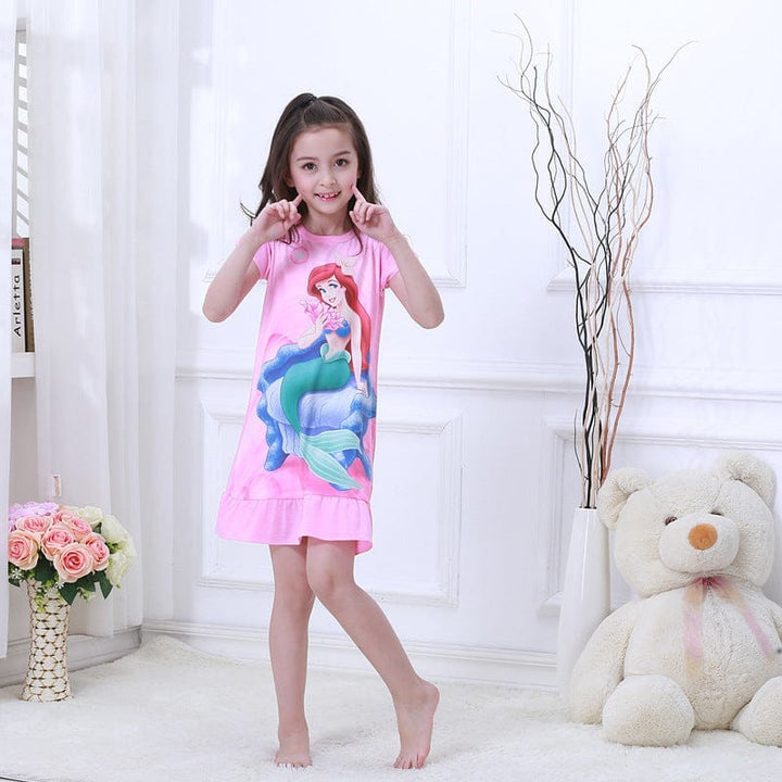 Girls Nightdress Clothes Cartoon Children's Short-sleeved Pajamas BENNYS 