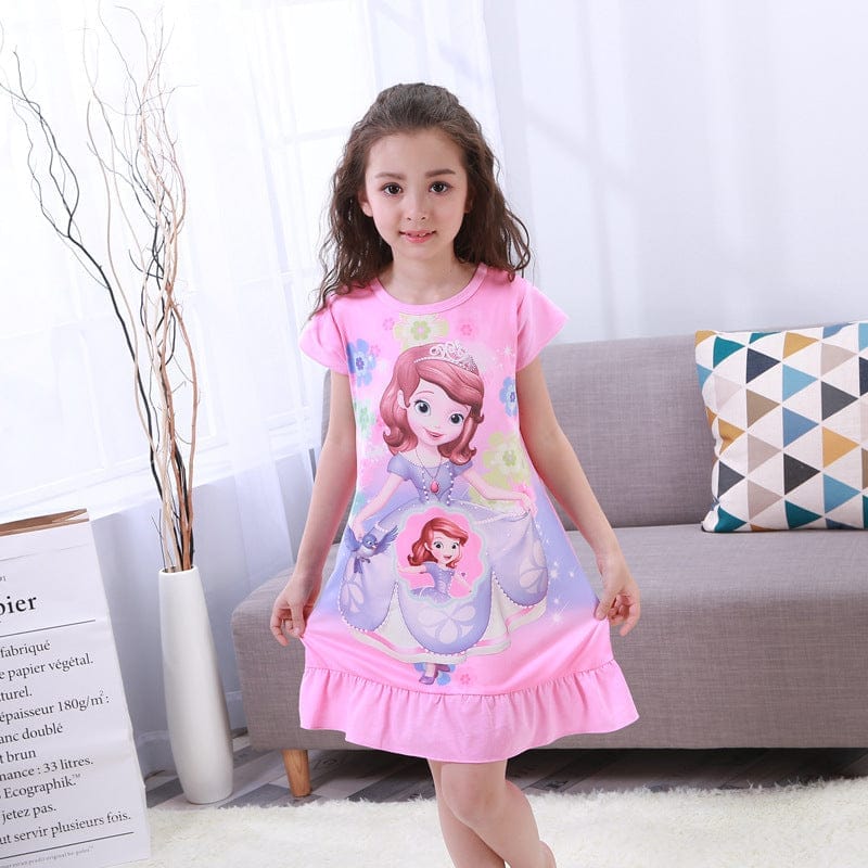 Girls Nightdress Clothes Cartoon Children's Short-sleeved Pajamas BENNYS 