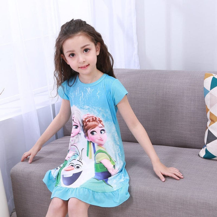 Girls Nightdress Clothes Cartoon Children's Short-sleeved Pajamas BENNYS 