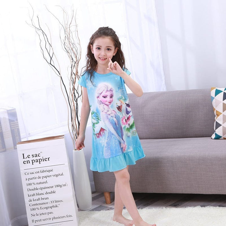 Girls Nightdress Clothes Cartoon Children's Short-sleeved Pajamas BENNYS 