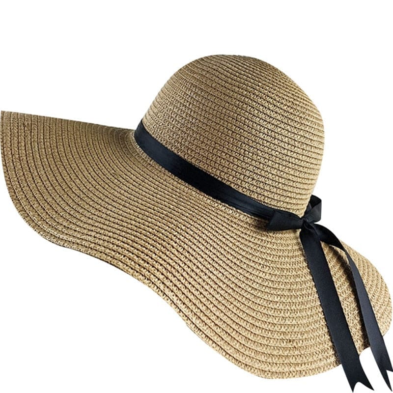 TALENT Women Big Bowknot Floppy Sun Hat Foldable Straw Wide Brim Summer  Beach Cap(Pink) 