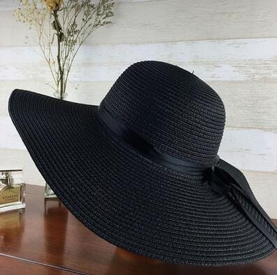 Dadaria Womens Hats with Brim Ladies Women Casual Solid Wide Brimmed Floppy  Straw Beach Hat Black M,Women 