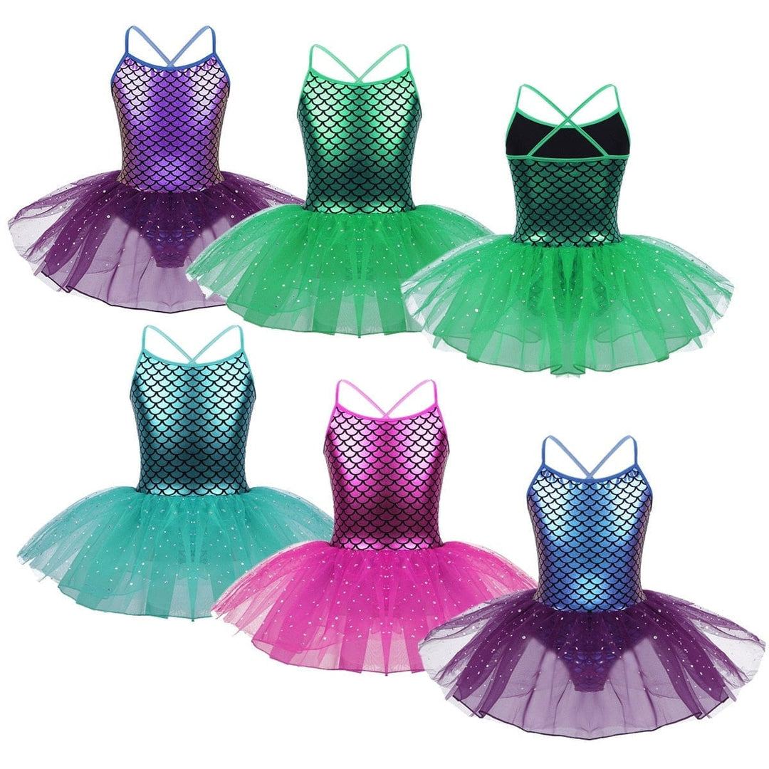 Glitter Mermaid Gymnastics Dress for Toddler Girls BENNYS 