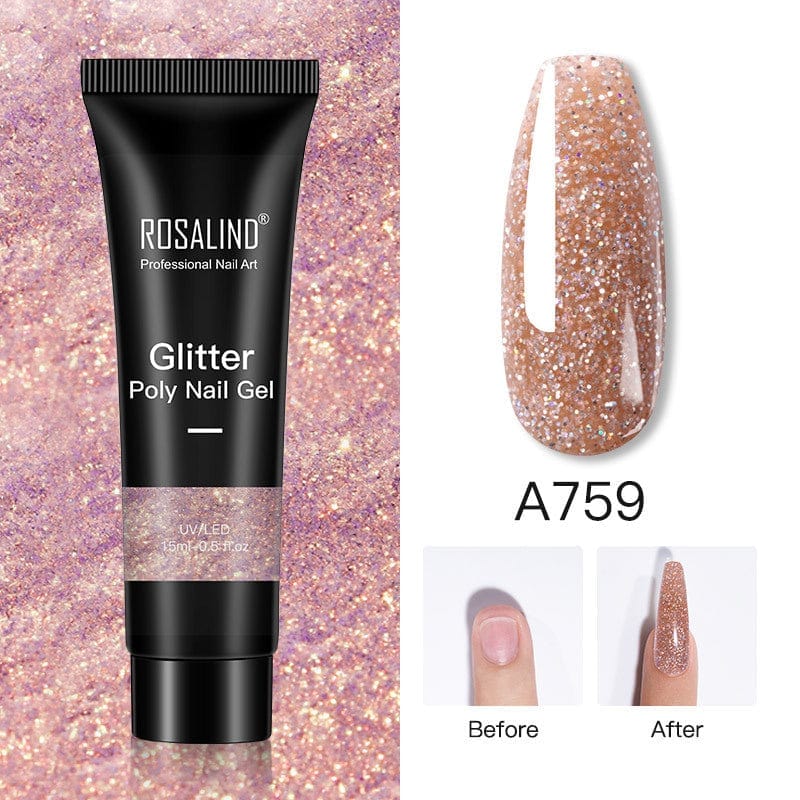 Glitter Poly Nail Gel Extension 15ml Gel Polish All For Manicure Poly Builder Gel Semi Permanent Soak Off Nail Art BENNYS 