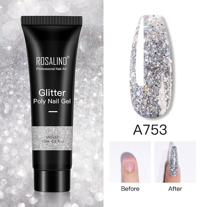 Glitter Poly Nail Gel Extension 15ml Gel Polish All For Manicure Poly Builder Gel Semi Permanent Soak Off Nail Art BENNYS 