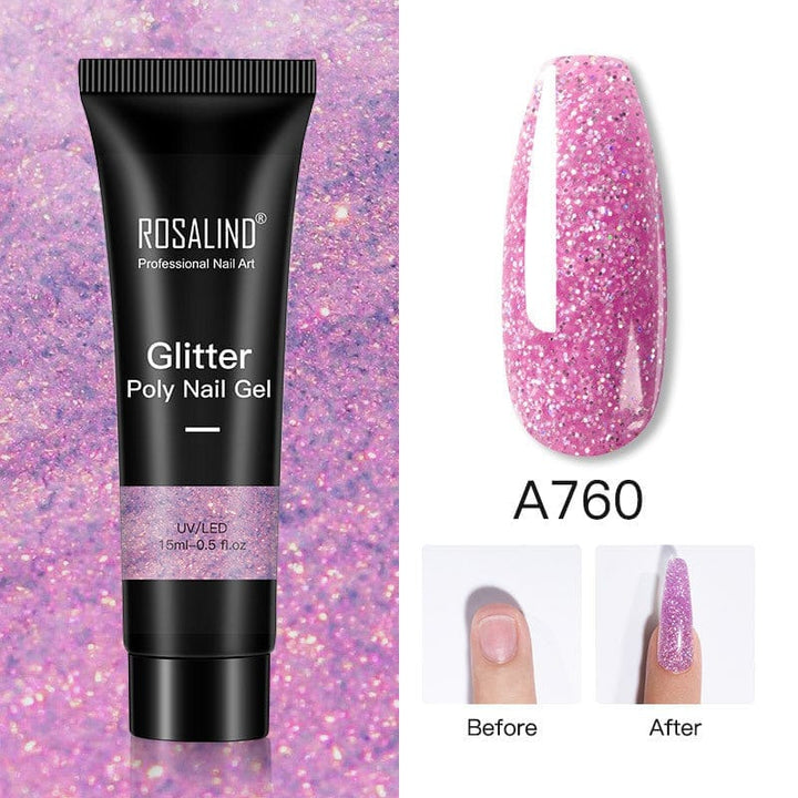 Glitter Poly Nail Gel Extension 15ml Gel Polish All For Manicure Poly Builder Gel Semi Permanent Soak Off Nail Art BENNYS 