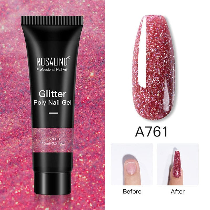 Glitter Poly Nail Gel Extension 15ml Gel Polish All For Manicure Poly Builder Gel Semi Permanent Soak Off Nail Art BENNYS 