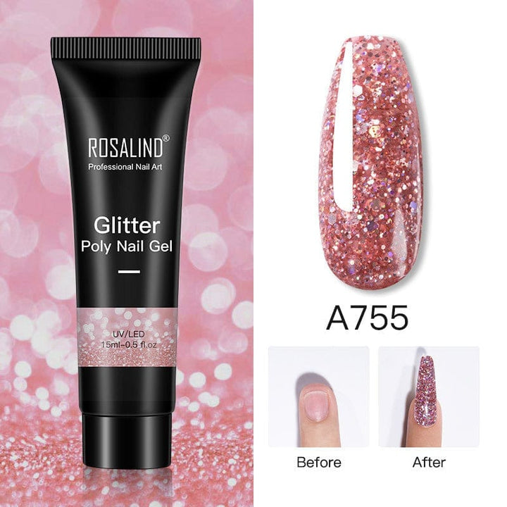 Glitter Poly Nail Gel Extension 15ml Gel Polish All For Manicure Poly Builder Gel Semi Permanent Soak Off Nail Art BENNYS 