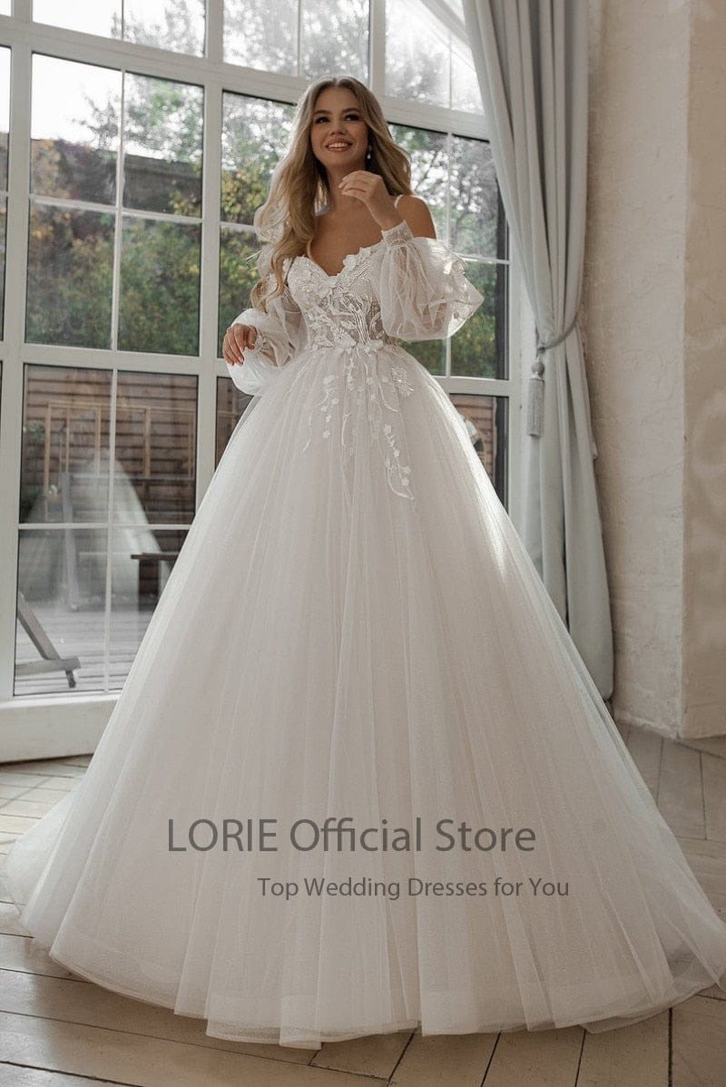 Lace glitter shop wedding dress