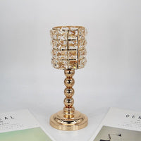 Golden crystal candlestick European wrought iron ornaments metal candle holders BENNYS 